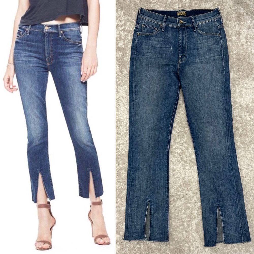 MOTHER Jeans | Slit Hem Medium Wash High Waisted Insider Slim Ankle Fray